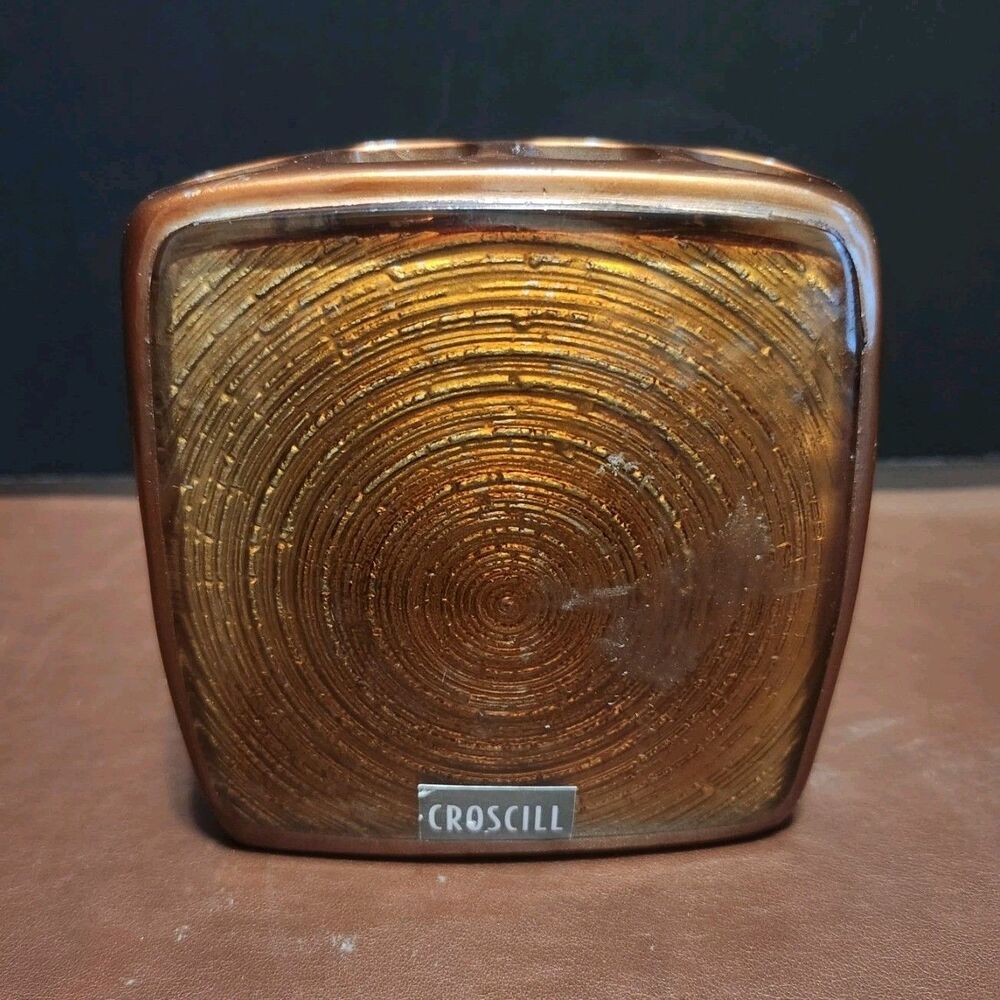 Croscill Brown Resin Free Standing Toothbrush Holder Bathroom Countertop